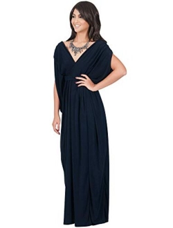 Womens Long V-Neck Summer Sexy Gown Grecian Flowy Sleeveless Maxi Dress