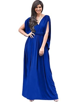 Womens Long V-Neck Summer Sexy Gown Grecian Flowy Sleeveless Maxi Dress