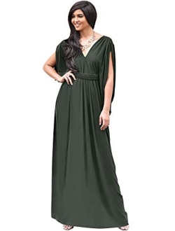 Womens Long V-Neck Summer Sexy Gown Grecian Flowy Sleeveless Maxi Dress