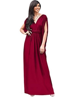 Womens Long V-Neck Summer Sexy Gown Grecian Flowy Sleeveless Maxi Dress