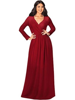 Womens Long Sleeve Empire Cocktail Elegant Evening Versatile Maxi Dress