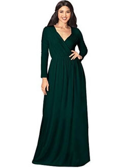 Womens Long Sleeve Empire Cocktail Elegant Evening Versatile Maxi Dress