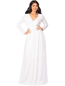 Womens Long Sleeve Empire Cocktail Elegant Evening Versatile Maxi Dress