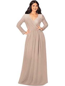 Womens Long Sleeve Empire Cocktail Elegant Evening Versatile Maxi Dress