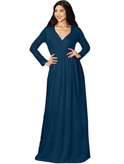 Womens Long Sleeve Empire Cocktail Elegant Evening Versatile Maxi Dress