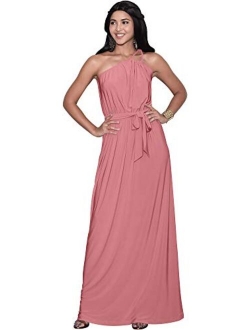 Womens Long Sleeveless One Shoulder Evening Summer Bridesmaid Maxi Dress