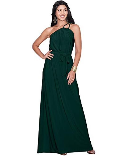 KOH KOH Womens Long Sleeveless One Shoulder Evening Summer Bridesmaid Maxi Dress