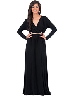 Sleeve Kaftan V-Neck Flowy Formal Winter Gowns