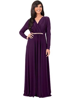 Sleeve Kaftan V-Neck Flowy Formal Winter Gowns