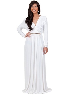 Sleeve Kaftan V-Neck Flowy Formal Winter Gowns