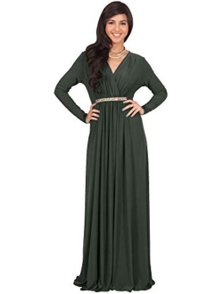 Sleeve Kaftan V-Neck Flowy Formal Winter Gowns