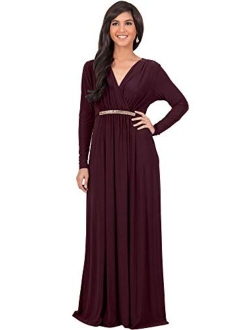 Sleeve Kaftan V-Neck Flowy Formal Winter Gowns