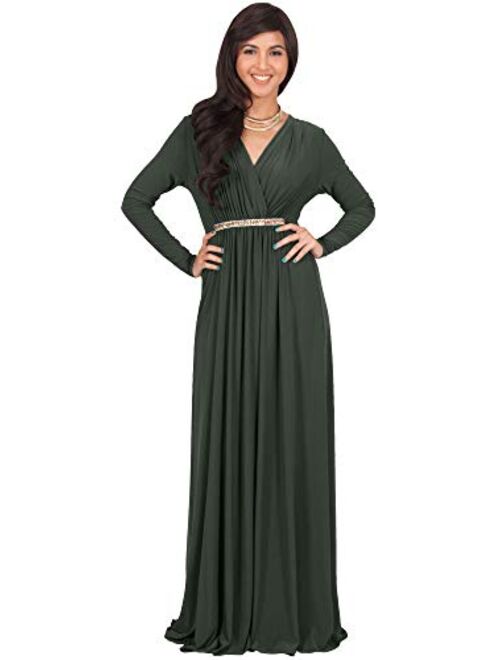 KOH KOH Sleeve Kaftan V-Neck Flowy Formal Winter Gowns