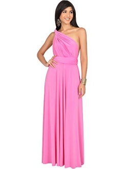 Womens Long Bridesmaid One Shoulder Convertible Wrap Cocktail Maxi Dress