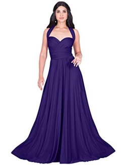 Womens Long Bridesmaid One Shoulder Convertible Wrap Cocktail Maxi Dress