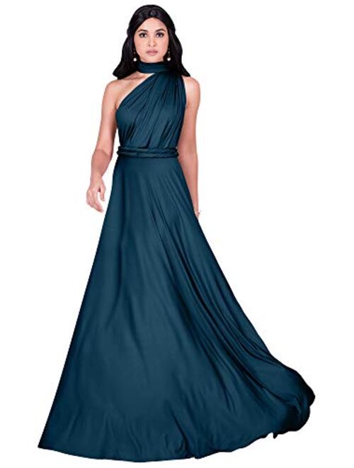 KOH KOH Womens Long Bridesmaid One Shoulder Convertible Wrap Cocktail Maxi Dress