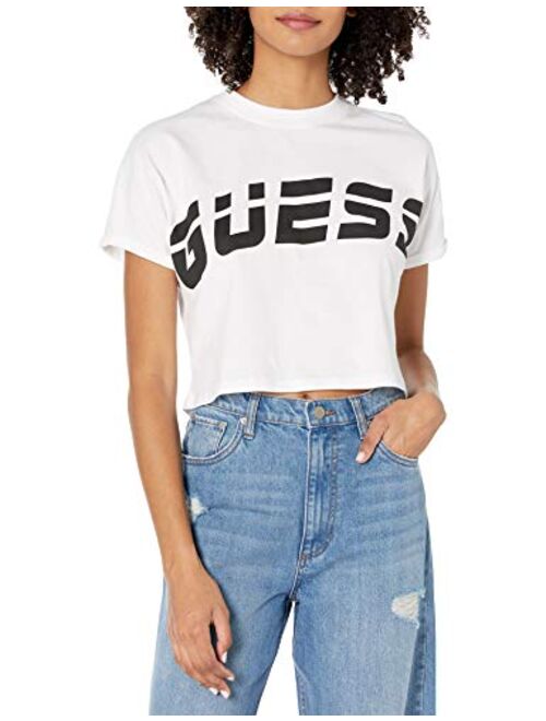 GUESS Women's Active Short Sleeve Crew Neck Cropped T-Shirt