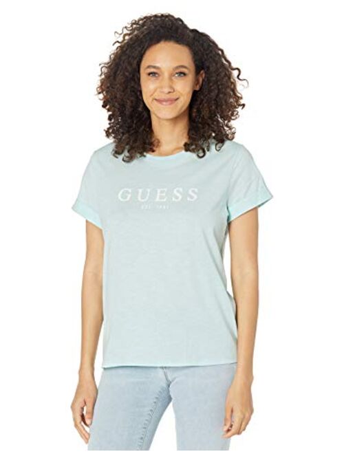 GUESS Women's 1981 Rolled Cuff Short Sleeve Tee