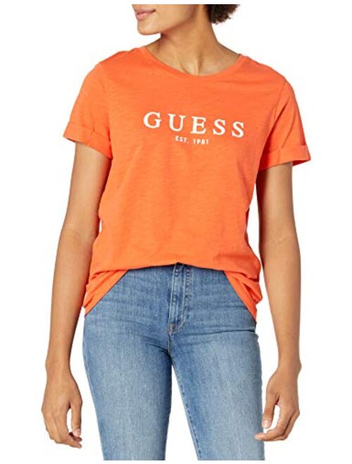 GUESS Women's 1981 Rolled Cuff Short Sleeve Tee