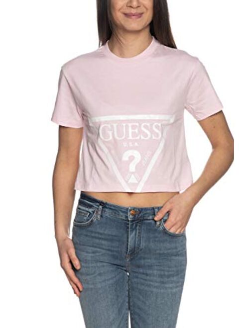 GUESS Women's Active Short Sleeve Oversized Logo Cropped T-Shirt