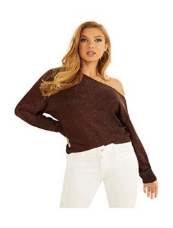 Women's Long Sleeve Catrina Off The Shoulder Lurex Cord Sweater