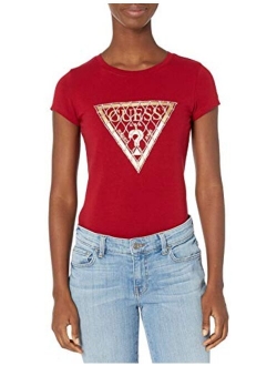 Women's Short Sleeve Mesh Chain Logo Tee