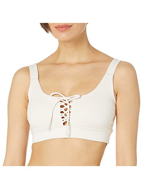 GUESS Women's Active Medium Support Sports Bra with Lace-up Detail