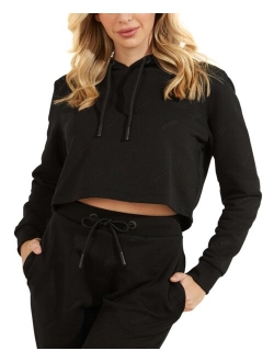 Women's Active Long Sleeve Hooded Crop Sweatshirt