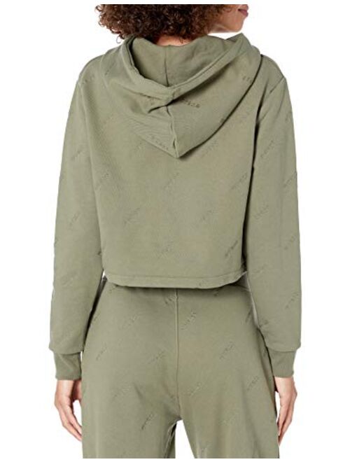 GUESS Women's Active Long Sleeve Hooded Crop Sweatshirt