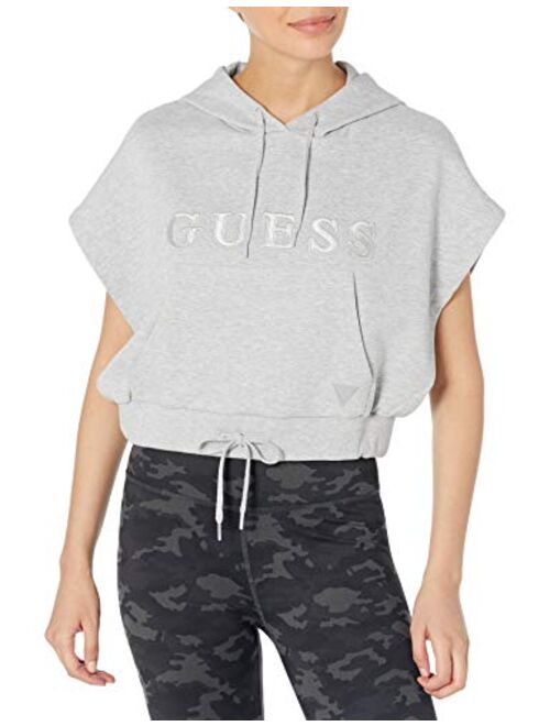 GUESS Women's Active Short Sleeve Hooded Sweatshirt