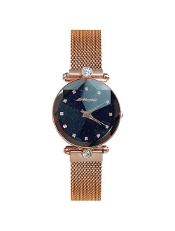 Fashion Ladies Watches Mesh Band Starry Sky Dial Analogue Quartz Simulated Diamond Wrist Watches