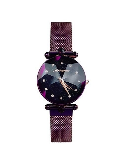 Fashion Ladies Watches Mesh Band Starry Sky Dial Analogue Quartz Simulated Diamond Wrist Watches