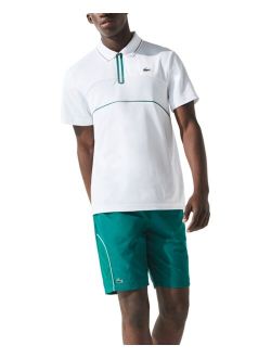 Men's Sport Breathable Resistant Pique Zip Tennis Polo Shirt