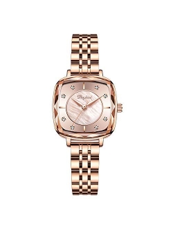 Women Watches Analogue Quartz Watch Shining Starry Simulated Diamond Dial Stainless Steel Band Ladies Wristwatches