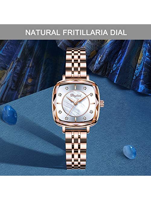 RORIOS Women Watches Analogue Quartz Watch Shining Starry Simulated Diamond Dial Stainless Steel Band Ladies Wristwatches