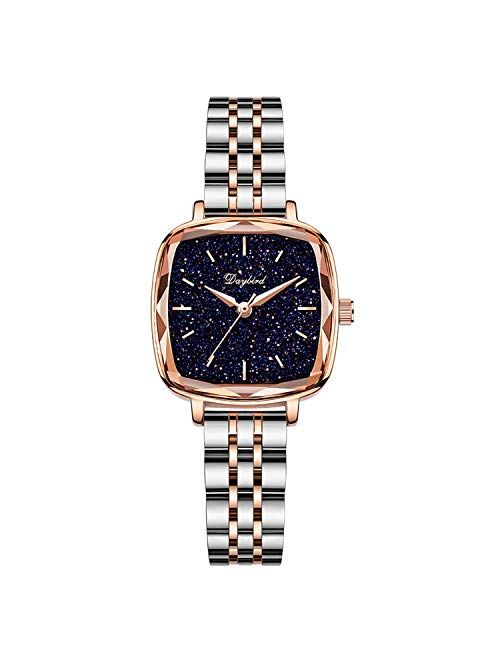 RORIOS Women Watches Analogue Quartz Watch Shining Starry Simulated Diamond Dial Stainless Steel Band Ladies Wristwatches