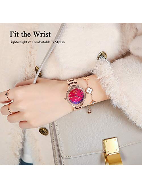 RORIOS Fashionable Women Watch Shinning Rhinestone dial with Stainless Steel Strap Lady Dress Wristwatch Women's Analog Quartz Watch