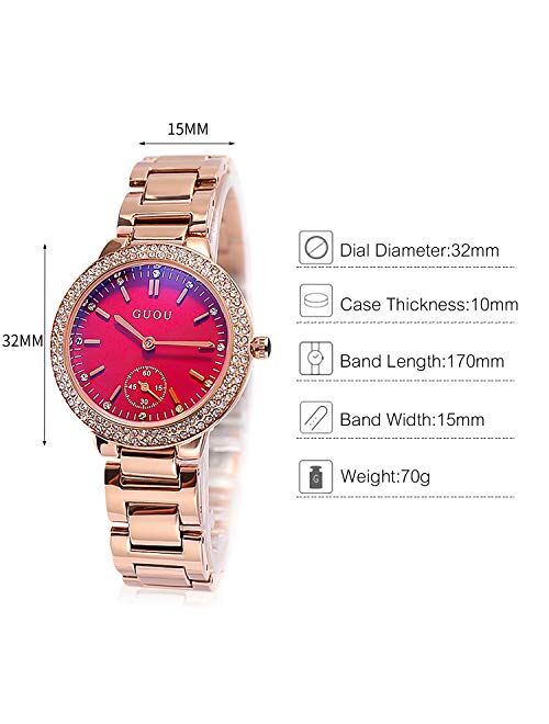 RORIOS Fashionable Women Watch Shinning Rhinestone dial with Stainless Steel Strap Lady Dress Wristwatch Women's Analog Quartz Watch