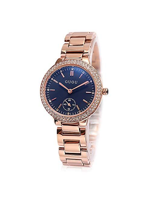 RORIOS Fashionable Women Watch Shinning Rhinestone dial with Stainless Steel Strap Lady Dress Wristwatch Women's Analog Quartz Watch