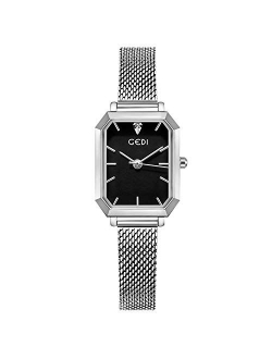 Women Watches Analogue Quartz Watch Casual Watch for Girls Square Dial MinimalismStainless Steel Mesh Strap Fashion Ladies Wristwatches