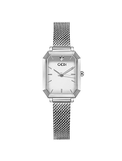 Women Watches Analogue Quartz Watch Casual Watch for Girls Square Dial MinimalismStainless Steel Mesh Strap Fashion Ladies Wristwatches