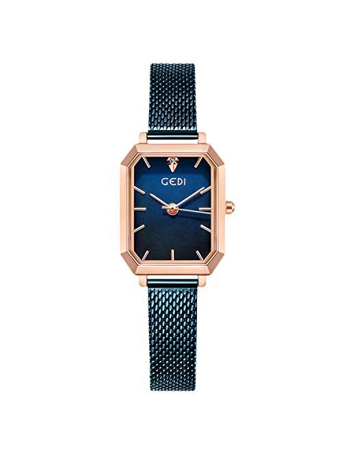 RORIOS Women Watches Analogue Quartz Watch Casual Watch for Girls Square Dial Minimalism Stainless Steel Mesh Strap Fashion Ladies Wristwatches