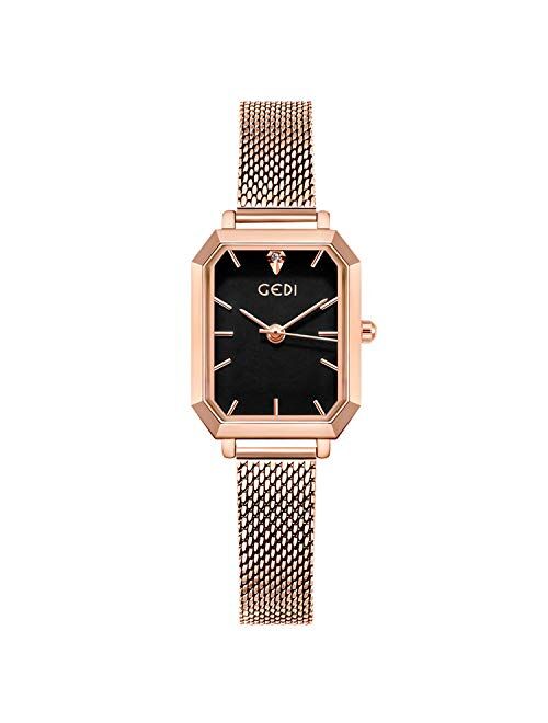 RORIOS Women Watches Analogue Quartz Watch Casual Watch for Girls Square Dial Minimalism Stainless Steel Mesh Strap Fashion Ladies Wristwatches