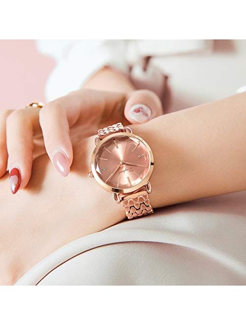 RORIOS Women Watch Analogue Quartz Watch Waterproof Ladies Wristatch with Stainless Steel Strap Fashion Dress Watches for Girls