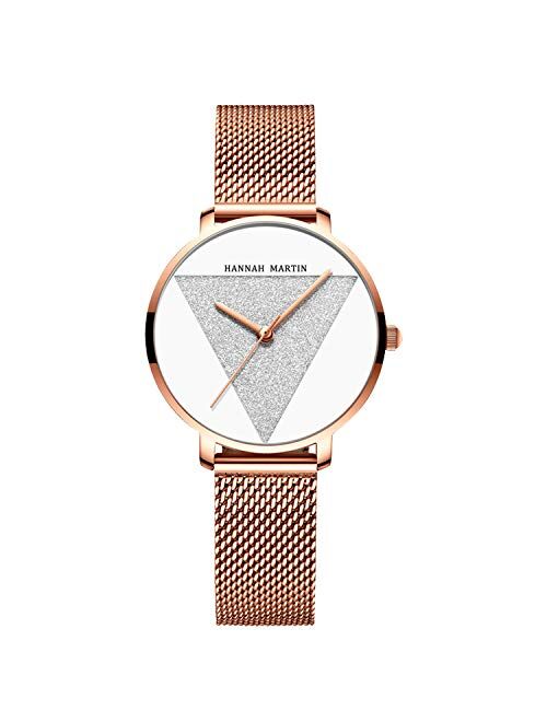 RORIOS Women Watch Analogue Quartz Watches Minimalism Simple Girl Watch Stainless Steel Mesh Strap Stylish Ladies Wristwatches