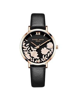 Women Watch Beautiful Flower Dial Analogue Quartz Wristwatch Leather Band Ladies Watch