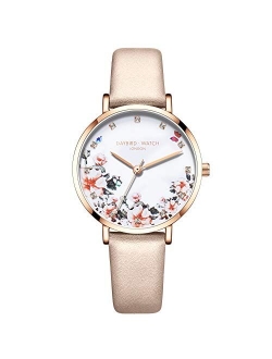 Women Watch Beautiful Flower Dial Analogue Quartz Wristwatch Leather Band Ladies Watch