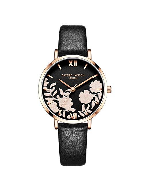 RORIOS Women Watch Beautiful Flower Dial Analogue Quartz Wristwatch Leather Band Ladies Watch