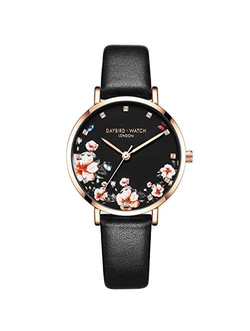 RORIOS Women Watch Beautiful Flower Dial Analogue Quartz Wristwatch Leather Band Ladies Watch