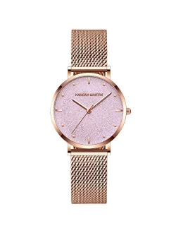 Fashion Women Watch Shining Starry Dial Stainless Steel Strap Ladies Dress Wristwatch